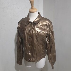Rave 4 Real Metallic Brown (Gold) Fake Leather Jacket